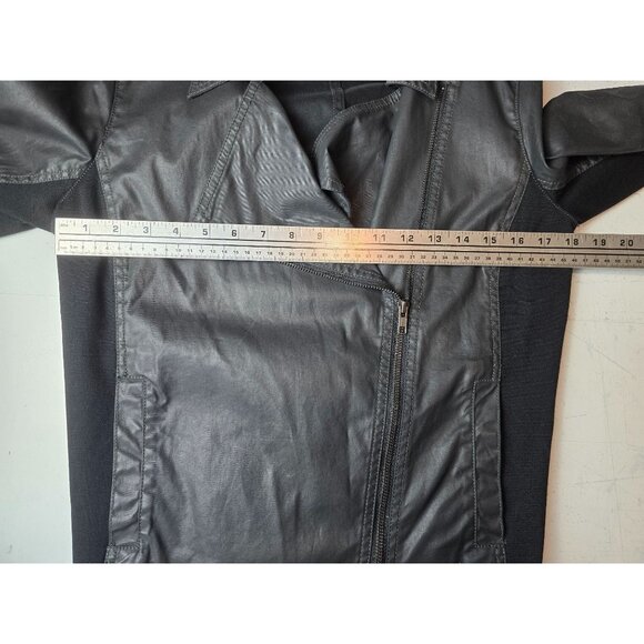 Eileen Fisher Waxed Cotton Italian Fabric Black Moto Jacket M Classic - Picture 4 of 7